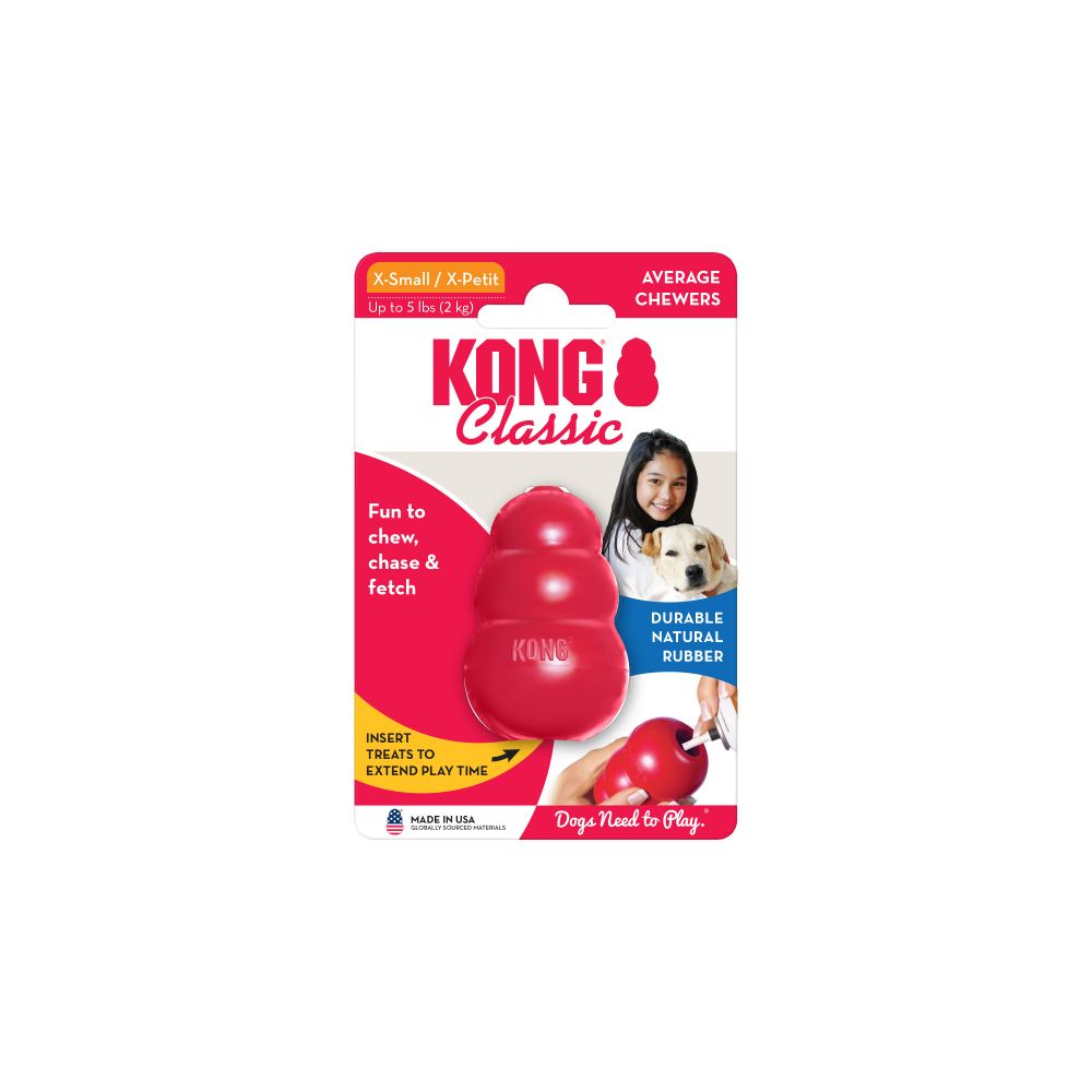 KONG - Classic Dog Toy Durable Natural Rubber- Fun to Chew Chase and Fetch  - for Small Dogs