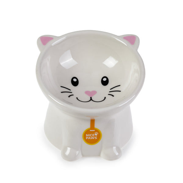 Nice Paws Tilted Cat Bowl White