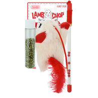 Multipet - Lamb Chop Cat Wand w/ Refillable Catnip Tube 12pc Clip Strip