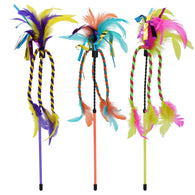 Multipet - Cat Wand w/ Feathers and Ribbon Assorted Colors