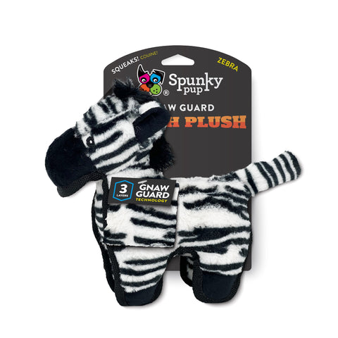 Spunky Pup Gnaw Guard Tough Plush Zebra