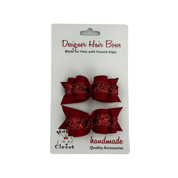 Max's Closet Ruby Red Hair Bows (2 per card)