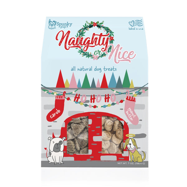Spunky Pup Naughty or Nice - Holiday Dog Treats, Peanut Butter & Carob 7 oz