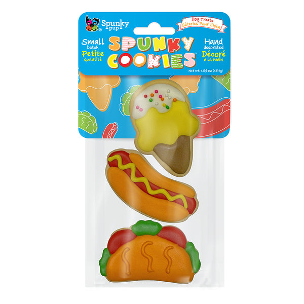 Spunky Pup Frosted Cookie - 3pk Lg (Ice Cream, Hotdog, Taco)