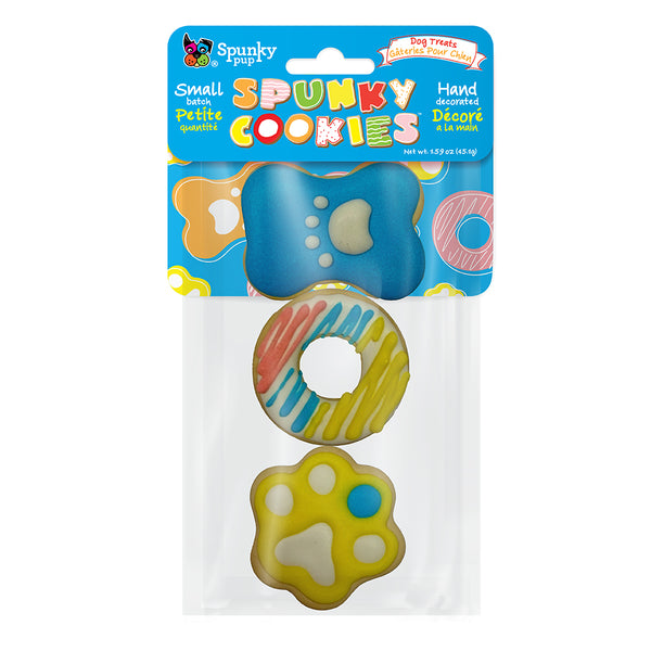 Spunky Pup Frosted Cookie - 3pk Lg (Bone, Donut, Paw)