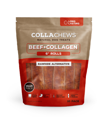 CollaChews 6" Beef & Collagen Rolls - 10 Pack Bag