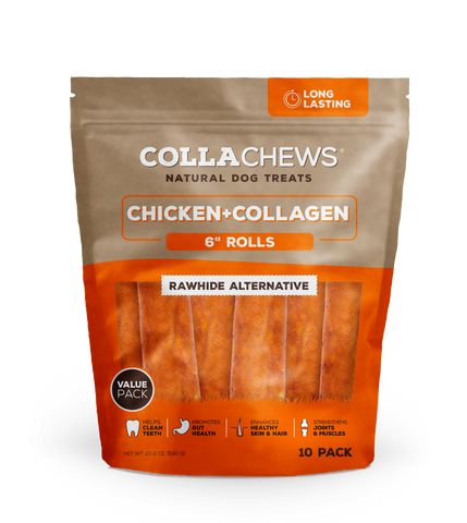 CollaChews 6" Chicken & Collagen Rolls - 10 Pack Bag