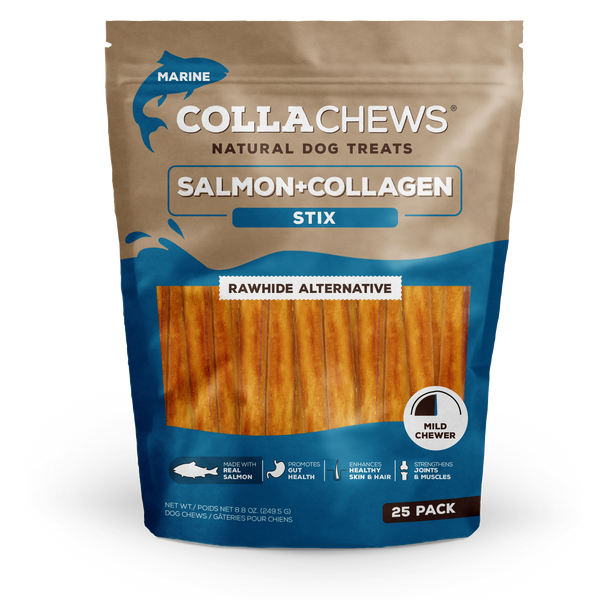 CollaChews 5" Salmon & Collagen Stix - 25 Pack Bag