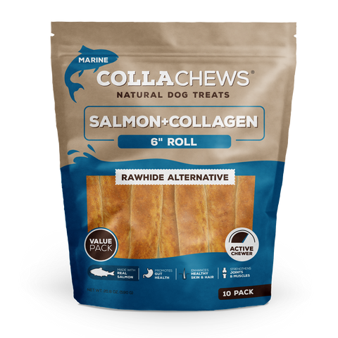 CollaChews 6" Salmon & Collagen Rolls - 10 Pack Bag