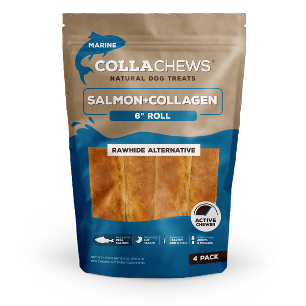 CollaChews 6" Salmon & Collagen Rolls - 4 Pack Bag
