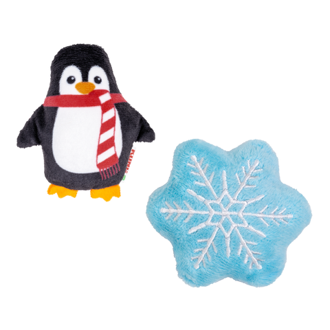 KONG Holiday Scrattles Penguin, Snowflake 2-Pk