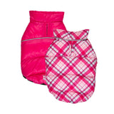Hip Doggie Flex-Fit Reversible Puffer - Pink/Plaid