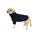 Hip Doggie Angora Cable Knit Sweater - Navy