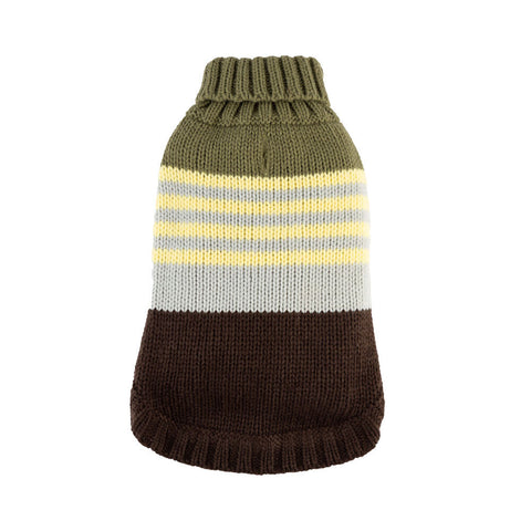 Hip Doggie Color Block Sweater - Green/Brown