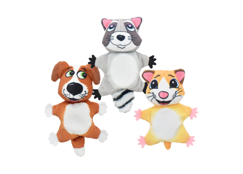 Multipet - Floppy Plush with Crinkle Assorted Characters(Puppy, Raccoon, Hamster)
