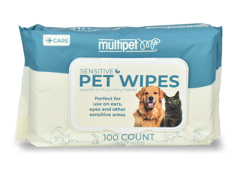 Multipet - Sensitive Area Pet Wipes - 100 ct