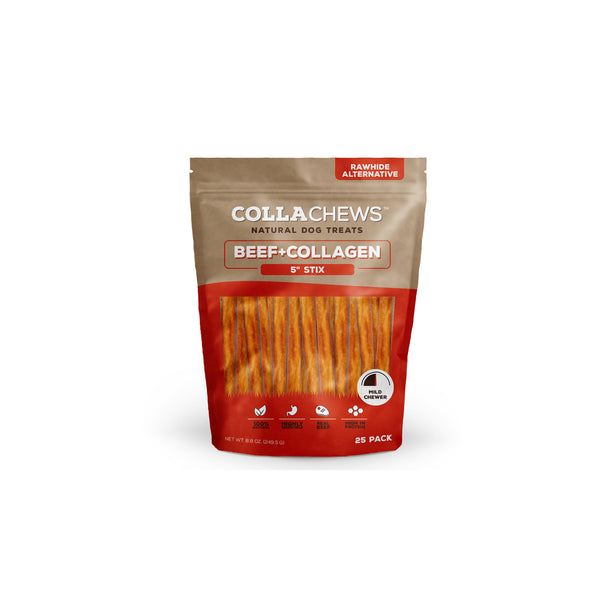 CollaChews 5" Beef & Collagen Stix - 25 Pack Bag