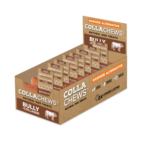 CollaChews 6" Collagen Roll Bully Flavor - 30 Piece PDQ
